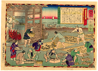 大日本物産図会　対馬国海鼠製之図